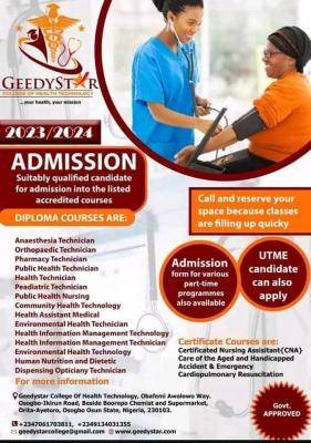 GeedyStar College of Health Technology Admission Form