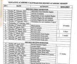 NEKEDEPOLY Tentative Academic Calendar