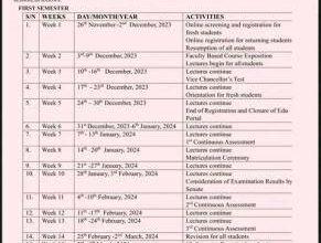 AAUA Academic Calendar
