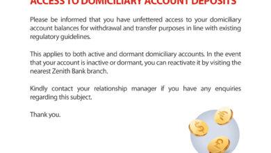 Zenith Bank Domiciliary Account Requirements