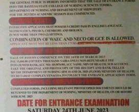 Bayelsa State College of Nursing Sciences Admission Form