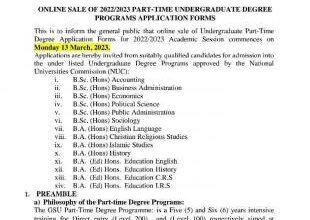 GSU Part-time Undergraduate Admission Form