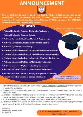 Katsina Institute of Technology and Management Admission Form