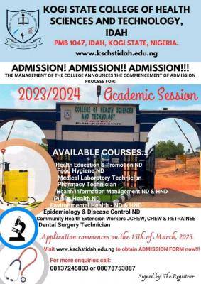 Kogi State College of Health Sciences Admission Form