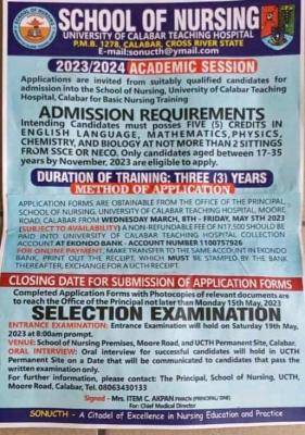 UNICAL Teaching Hospital School of Nursing Admission Form