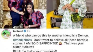 “I will gather other friends and beat that hell out of you…”- Tonto Dikeh slams Medlin Boss