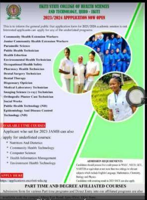 Ekiti State College of Health Sciences Admission Form