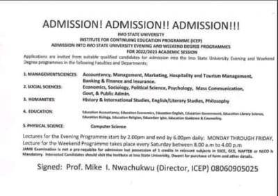IMSU Evening and Weekend Degree Admission Form