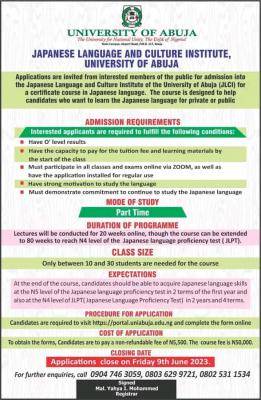 UNIABUJA Japanese Lang & Cultural Institute Admission Form