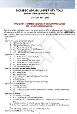 MAUTECH Postgraduate Admission Form