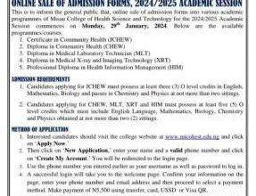 Misau College of Health Science and Technology Admission Form