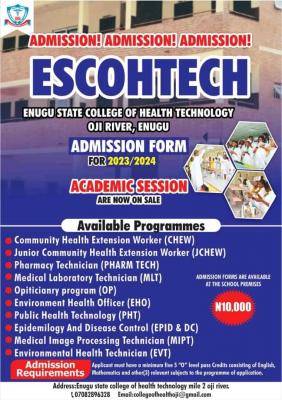 Enugu State College of Health Technology Admission Form