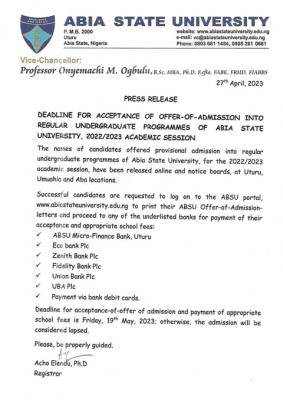 ABSU Acceptance Fee Payment Deadline