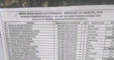 Akwa-Ibom Ministry of Health Basic Nursing Entrance Exam Result