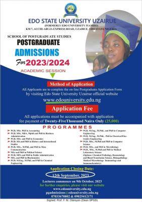 Edo State University Postgraduate Admission Form
