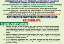 Ekiti State Scholarship and Bursary Application