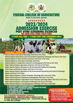 Federal College Of Agriculture Moor Plantation Post-UTME Form