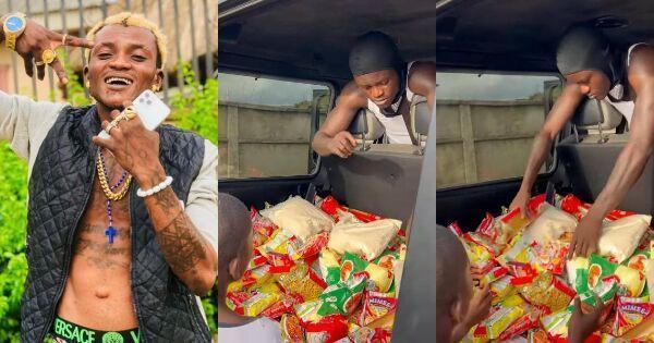 Portable Enters Street With G-Wagon, Distributes Food Stuffs To Children