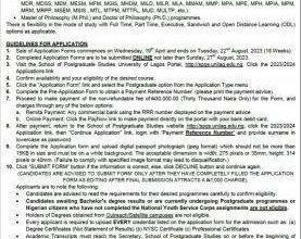 UNILAG School of Postgraduate Studies Admission Form