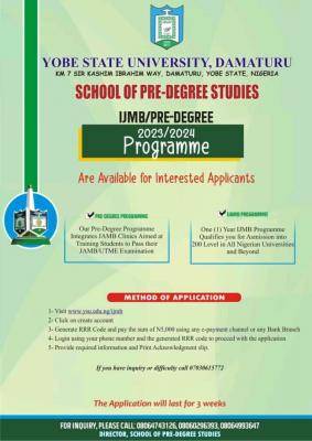 Yobe State University IJMB/Pre-degree Form