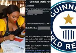 “We support you”- Guinness World Records approves Nigerian lady’s request to paint for 3 days