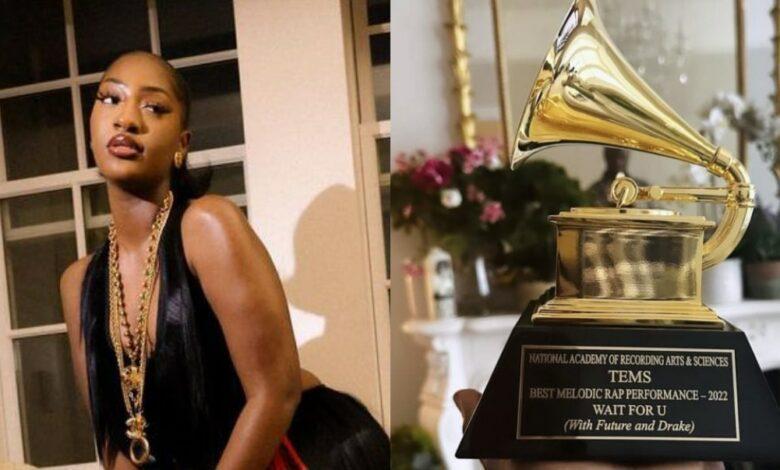 Award winning Tems, Finally Receives Her Grammy Award Plaque [Photos]
