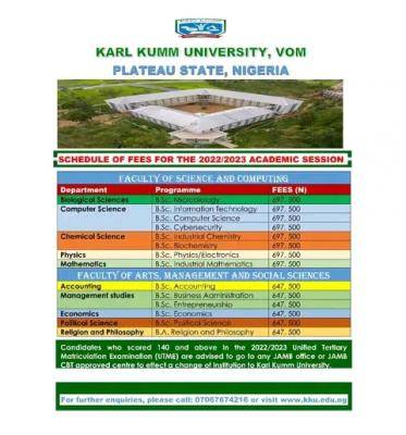 Karl Kumm University School Fee Schedule