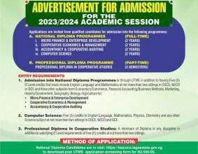 Lagos State Cooperative College Admission Form