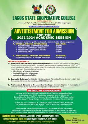 Lagos State Cooperative College Admission Form
