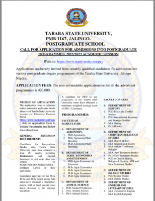 TASU Postgraduate Admission Form