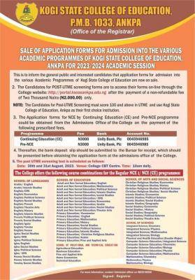 COE Ankpa Part-time NCE and Pre-NCE Admission Form