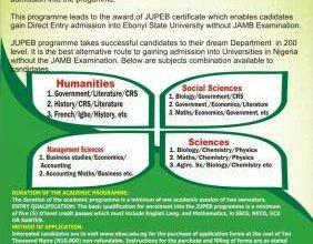 EBSU JUPEB Admission Form