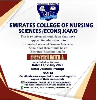 Emirates College of Nursing Science Entrance Exams Date