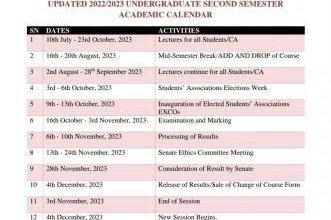 KASU Second Semester Academic Calendar