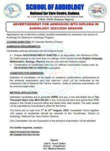 NECC Admission Into Diploma In Audiology