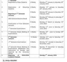 ZAMSU Second Semester Academic Calendar