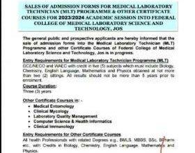 Federal School of Medical Lab Technology Admission Form