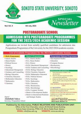 Sokoto State University Postgraduate Admission Form