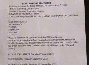 Abia State Basic Nursing Admission Form