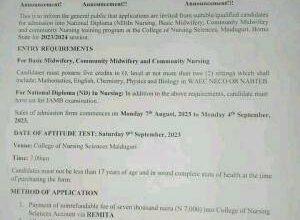 College of Nursing Science Maiduguri Admission Form