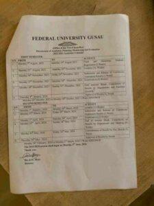 FUGUSAU academic calendar