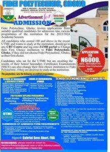 Fidei Poly Post-UTME Form