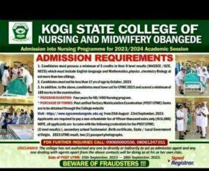 Kogi College of Nursing & Midwifery Nursing Admission form