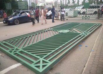 Angry Protesters Pull Down National Assembly Gate