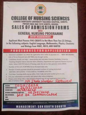 UDUTH School of Nursing General Nursing Admission Form