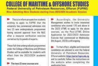 FUPRE College of Maritime & Offshore Studies Undergraduate Admission Form