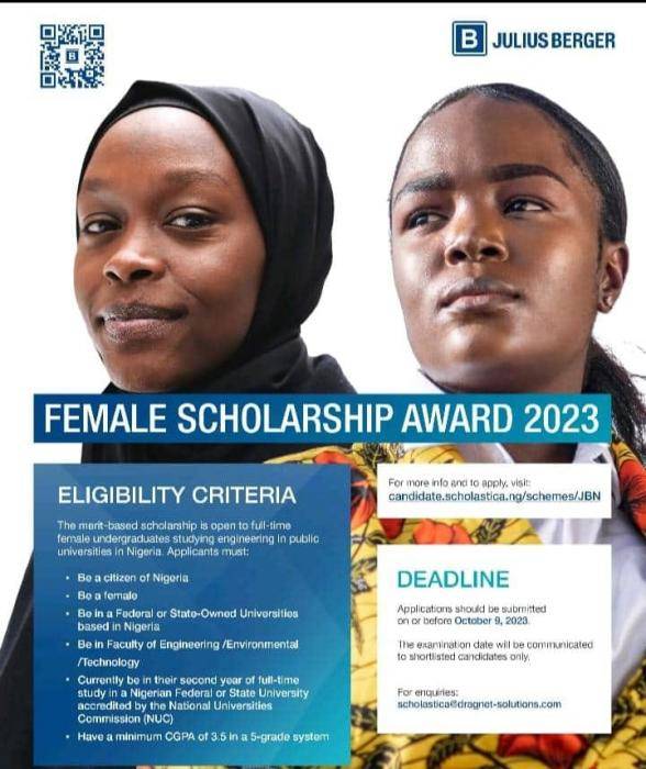  Julius Berger Nigeria Scholarship Scheme for Female Students