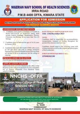 Nigerian Navy School of Health Sciences Admission Form