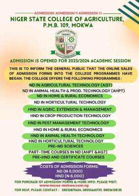 Niger State College of Agriculture ND/HND Admission Form