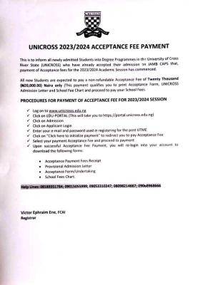 UNICROSS Acceptance Fee Payment Procedures